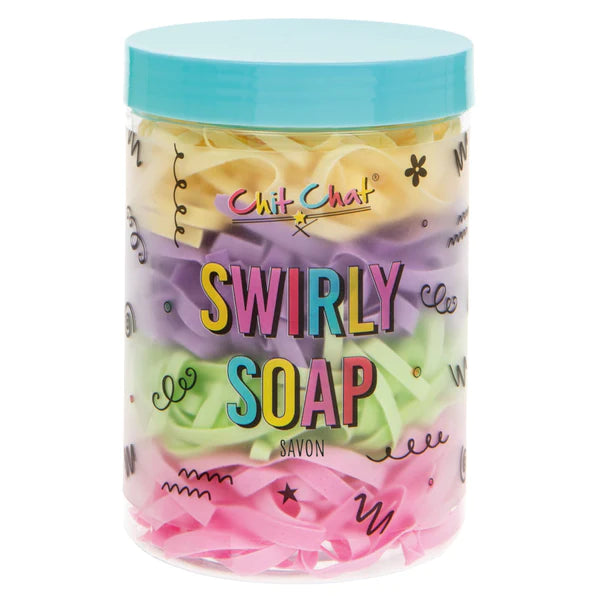 A soap with a twist. These swirly strings of soap foam up to a soapy lather on contact with water. Features a fruity grape fragrance.