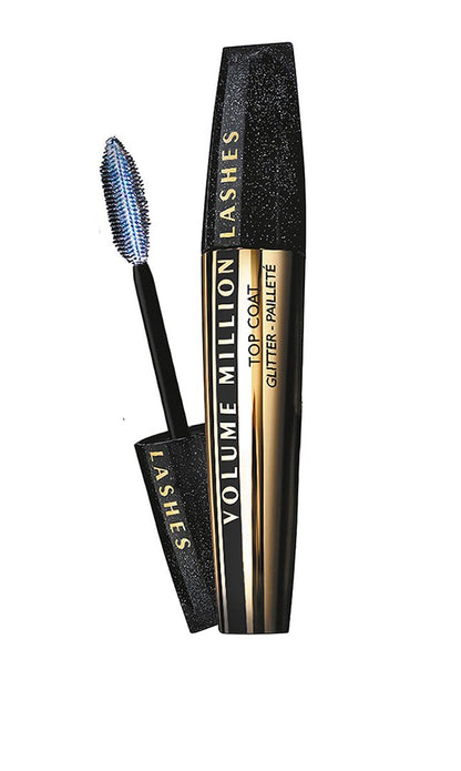 Turn on your lash lights with volume million lashes topcoat. Flecks of glitter are suspended in a translucent gel that's glides on smoothly and loads each lash with volume. Apply following your usual mascara to light up your lashes with a reflective effect for ultimate glitter goals this party season.