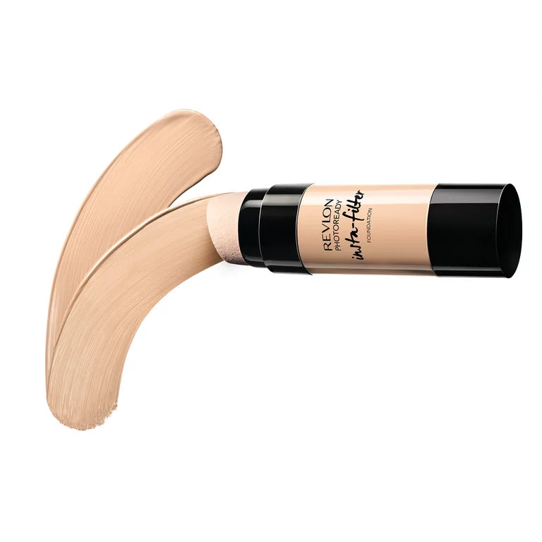 The new Revlon PhotoReady Insta-Filter Foundation mimics the effect of app filters so you have a perfected makeup look anytime, anywhere. The unique built-in blender makes it easy to blend foundation and build coverage. High-Definition Filter technology captures and softens flaws leaving you with the perfect, app-filtered look. Get a fresh-faced, natural, and flawless finish with Revlon PhotoReady Insta-Filter Foundation.