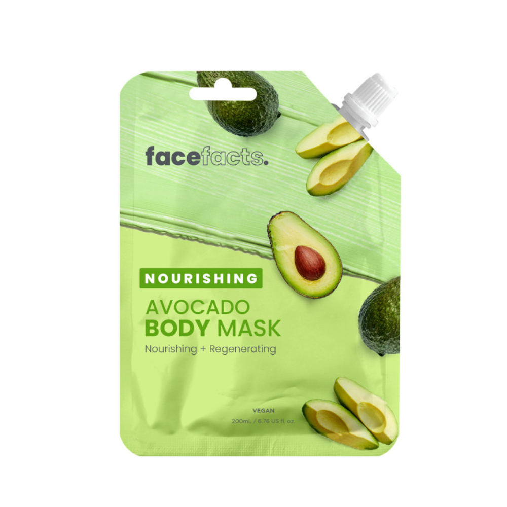 Experience nourishment and regeneration with Face Facts Nourishing Avocado Body Mask. Its unique blend of natural ingredients helps to revitalize, moisturize, and protect the skin from environmental damage. With regular use, skin will feel softer, smoother, and more radiant. Enjoy the benefits of nature's best!