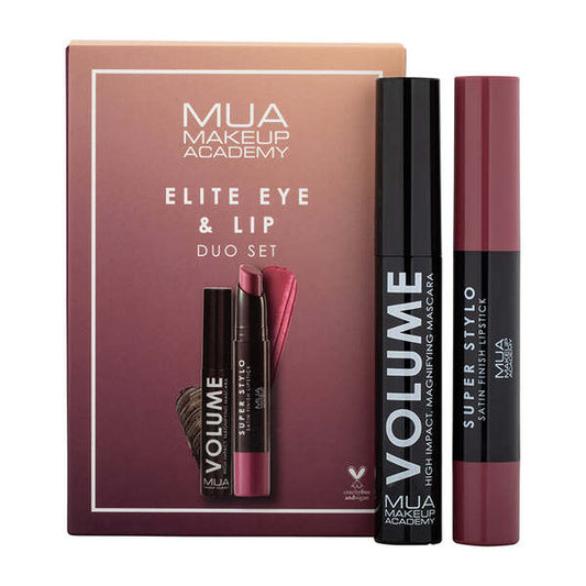 Elevate your look with our soft & creamy satin lipstick, Super Stylo, in Elite and our Curl Mascara!